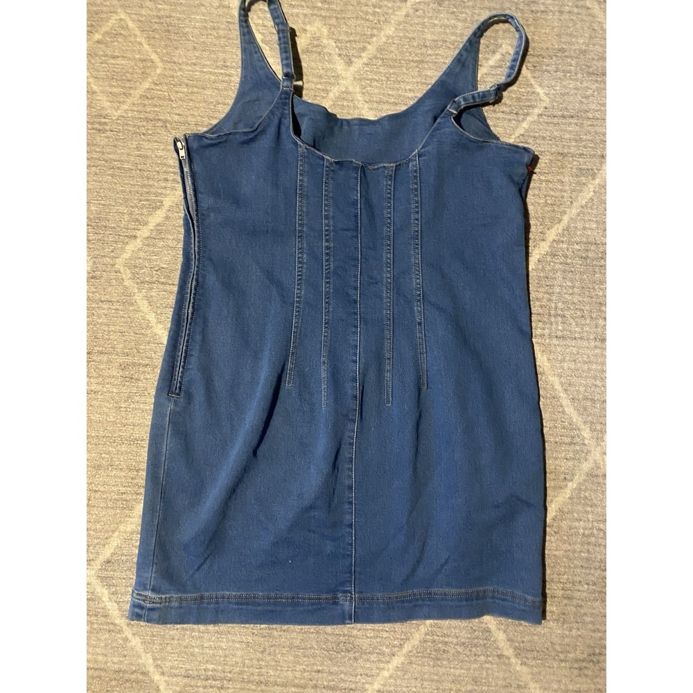 No Boundaries Mini Dress Women Size L 12/14. Blue Stretch Denim Fitted Sheath